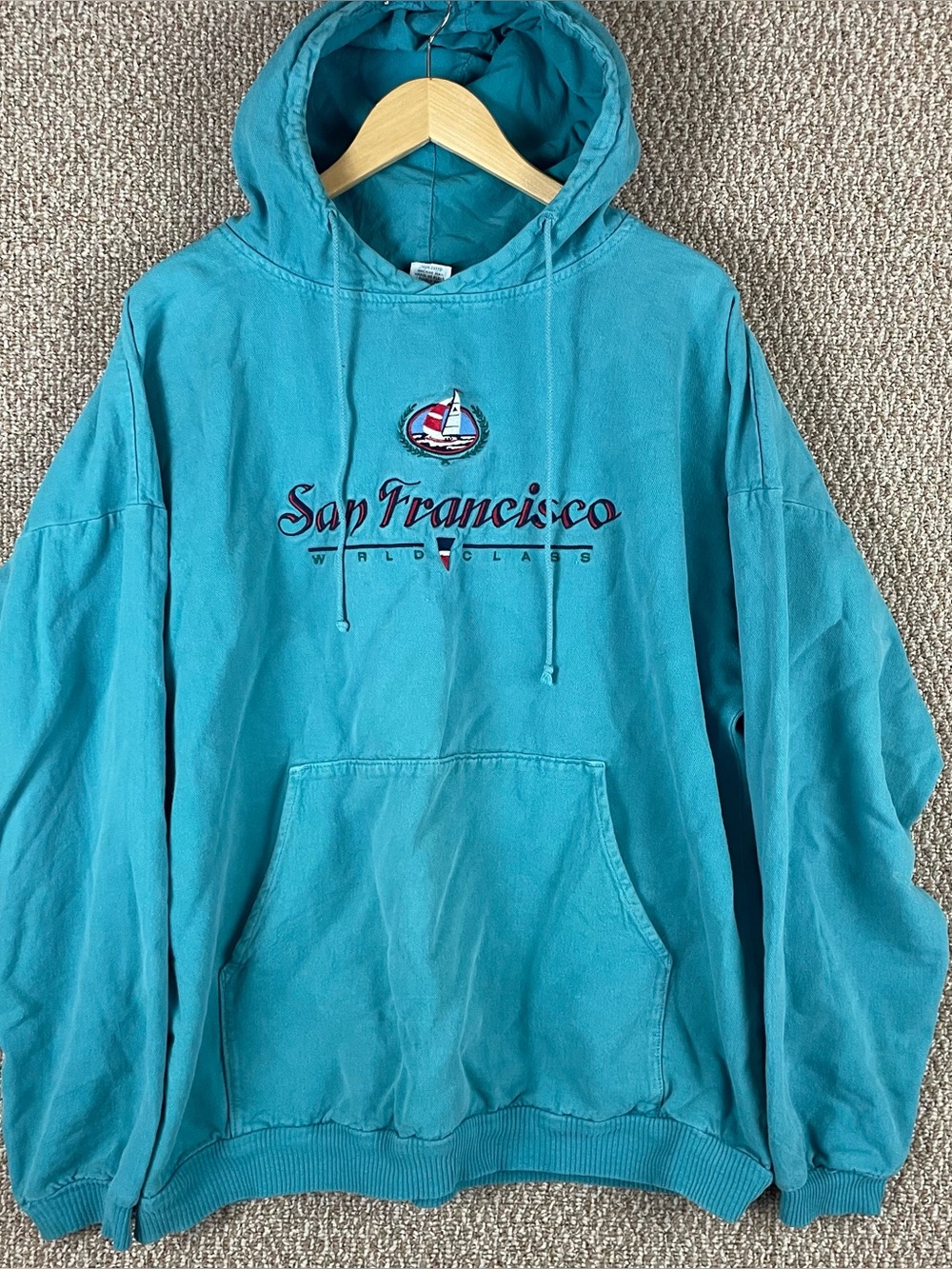Vintage Crazy Shirts Hoodie Size Large Hawaii San Francisco Embroidered USA T462